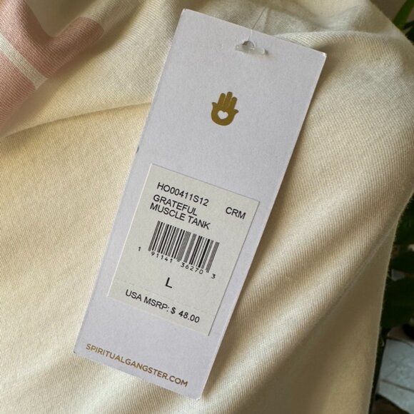 NWT Spiritual Gangster White Muscle Tank, L, GRATEFUL - Picture 9 of 10